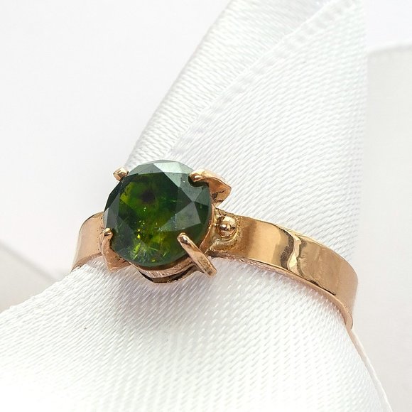 Rare Vintage Demantoid Garnet 14K Gold Ring, 1.74 cts, Size 6, Appraisal $4200 - Picture 1 of 9